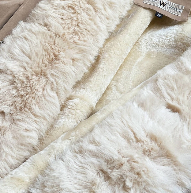 ZIMOWA DAMSKA PARKA BAWEŁNIANA BEŻOWA-ECRU (FM2103-N11)