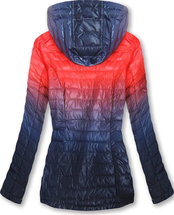 KURTKA OMBRE Z KAPTUREM CZERWONO-GRANATOWA (W616)