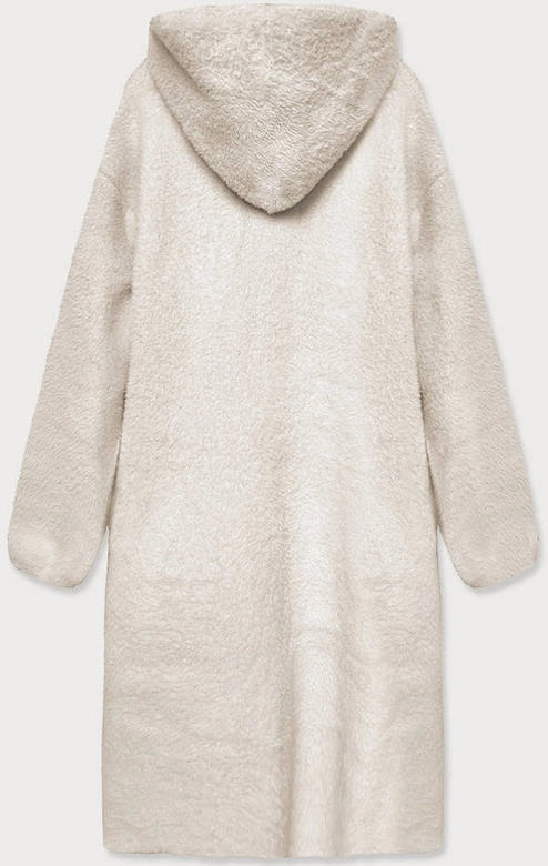 Narzutka z kapturem a'la wełna beżowa (b3006)