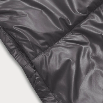 DŁUGA DWUSTRONNA KURTKA ZIMOWA GRAFIT/RÓŻ (L22-9852-27/52)