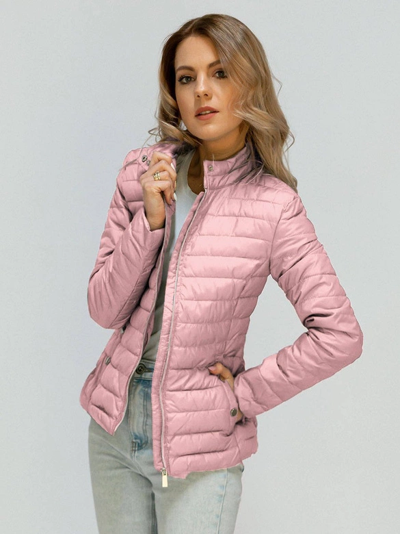 PIKOWANA KURTKA ZE STÓJKĄ JASNORÓŻOWA (W71)