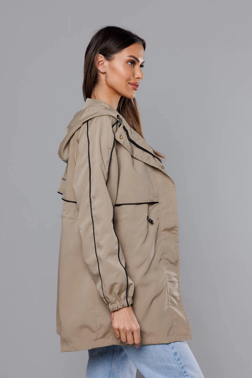 Cienka kurtka damska na podszewce beżowa (B8119-12)