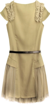 SUKIENKA Z TIULOWYMI WSTAWKAMI BEŻOWA (3688)