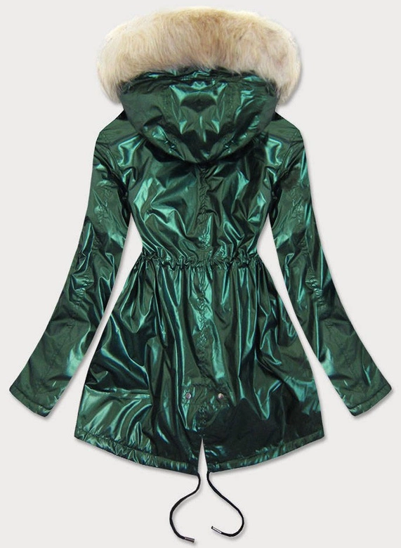 DAMSKA BŁYSZCZĄCA KURTKA PRZEJŚCIOWA ZIELONA (19143)