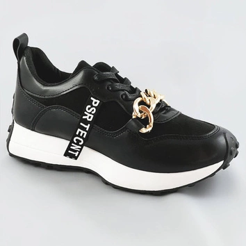Buty sportowe z łańcuchem czarne (n-206)