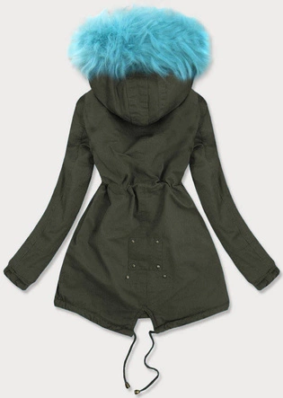 ZIMOWA PARKA DAMSKA KHAKI-NIEBIESKA (D-213-3#)