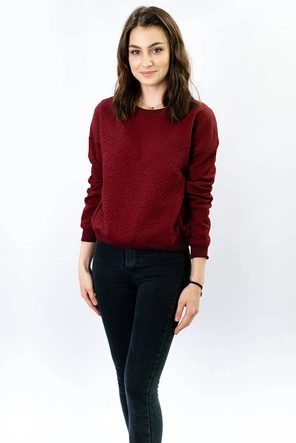 BLUZA W TŁOCZONE KWIATY BORDOWA (3112)