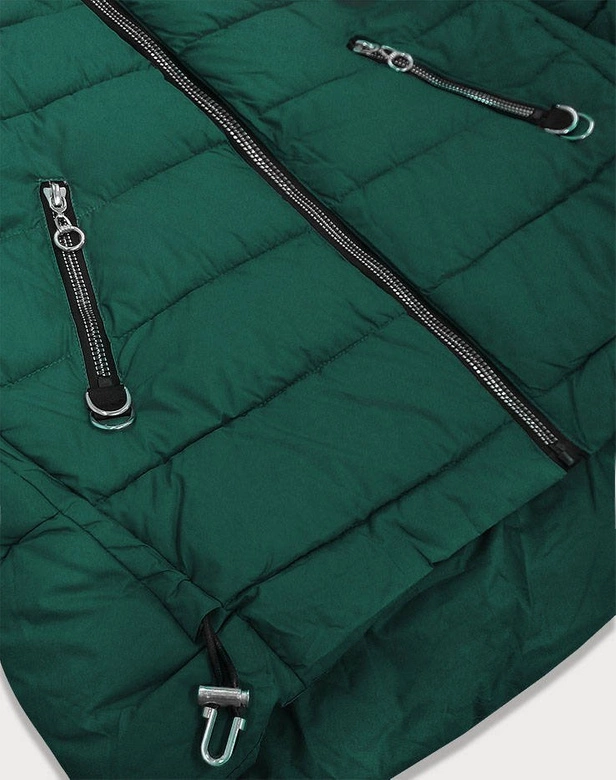 PIKOWANA DAMSKA KURTKA Z KAPTUREM ZIELONA (1907BIG)