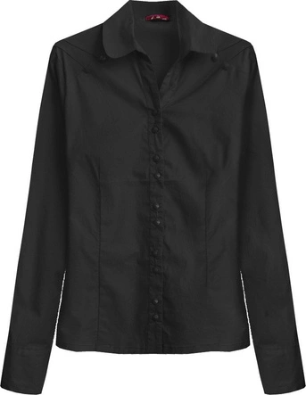 BAWEŁNIANA KOSZULA Z PASKIEM CZARNA (1017)