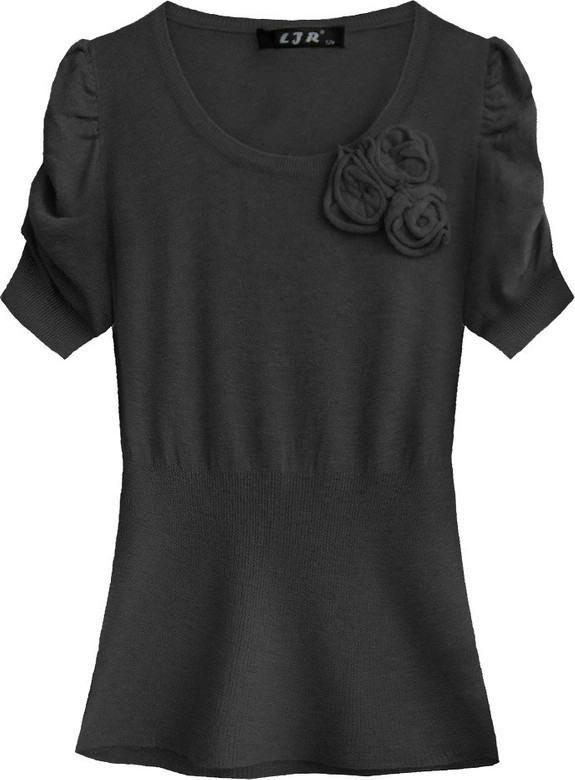 SWETER Z BUFIASTYMI RĘKAWAMI CZARNY (1576)