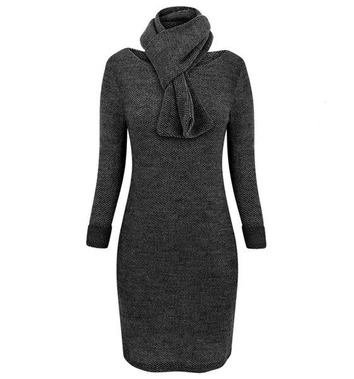 TUNIKA Z SZALEM GRAFITOWA (T9238)