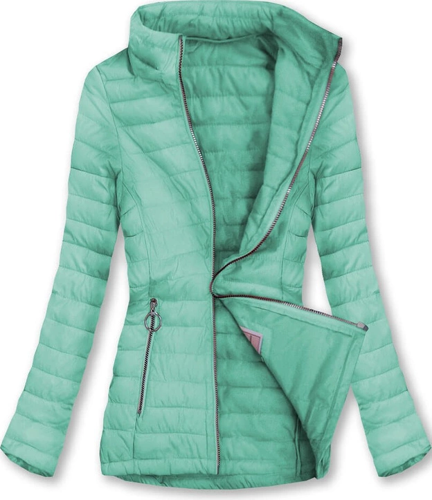 PIKOWANA KURTKA Z KAPTUREM MIĘTOWA (W629)
