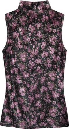 WELUROWY GOLF W KWIATKI CZARNO-RÓŻOWY (3684/10)