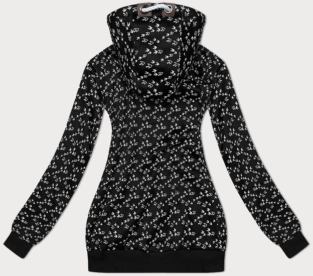 Sportowa bluza z kapturem w jaskółki czarna (2309)