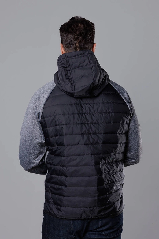 Sportowa kurtka męska z łączonych materiałów czarny-grafit (8M906-392)