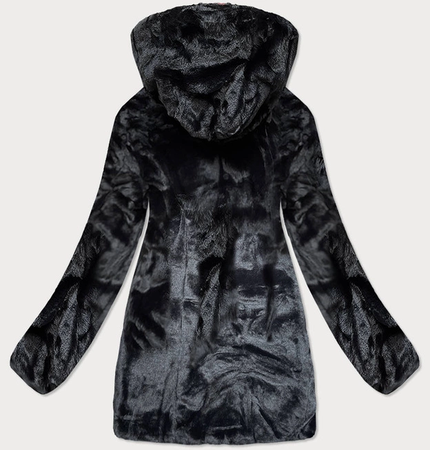 KRÓTKA DWUSTRONNA KURTKA DAMSKA ZIMOWA CZARNA (B9581-1)