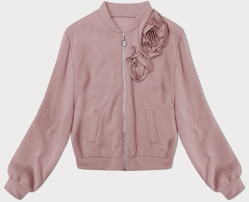 Dzianinowa bluza z różami różowa (16023)