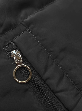 Dwustronna krótka kurtka z kapturem czarno-beżowa (B8181-1046)