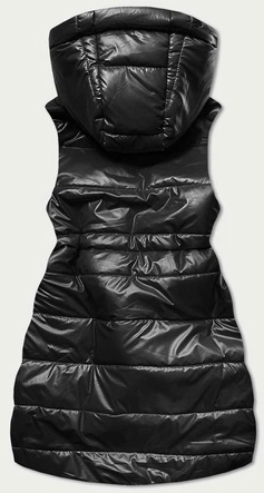 Błyszcząca kamizelka z kapturem czarna (B8130-1)