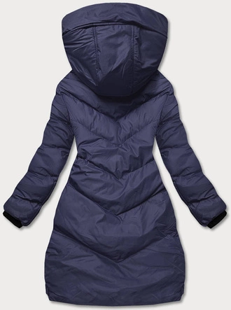Kurtka zimowa damska z kapturem granatowa (5M733-215)