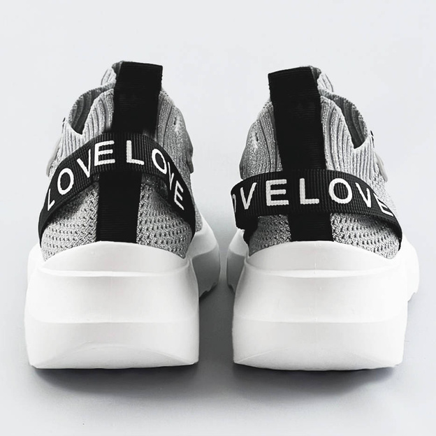 Wsuwane sneakersy damskie srebrne (ll66-3sp)