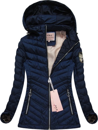 PIKOWANA KURTKA Z KAPTUREM GRANATOWA (W566-1)