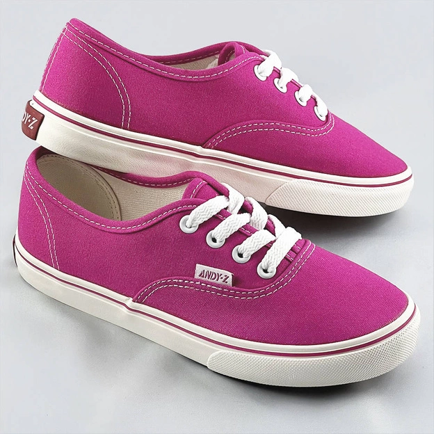 Sznurowane tenisówki damskie fuksja (a8865)