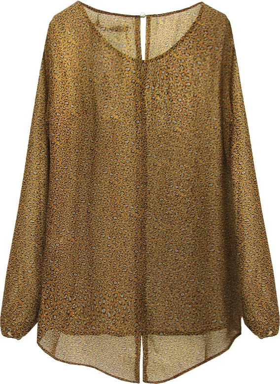 CIENKA BLUZKA Z ŻORŻETY KARMELOWA (6327)