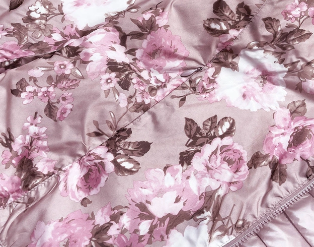 Dwustronna kurtka damska kwiaty pudrowy róż (pc-7509-52)