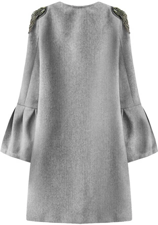 PŁASZCZ Z KORALIKAMI NA RAMIONACH JASNOSZARY (18151)