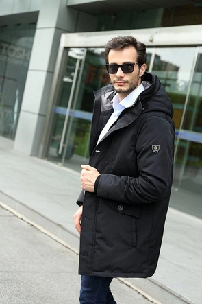 PARKA ZIMOWA Z PUCHEM NATURALNYM CZARNA (5012)