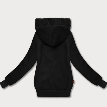 Dopasowana bluza damska z asymetrycznym zamkiem LHD czarna (AMG-61)