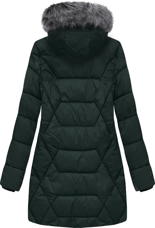 PIKOWANA KURTKA Z KAPTUREM BUTELKOWA ZIELEŃ (B2644)