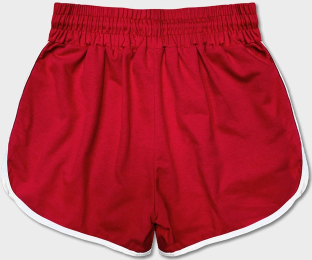 DAMSKIE SZORTY Z KONTRASTOWĄ LAMÓWKĄ CZERWONE (8K208-18)