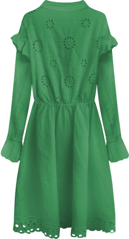 BAWEŁNIANA SUKIENKA Z HAFTEM ZIELONA (303ART)