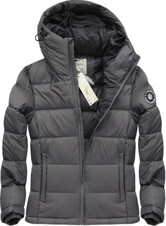 PIKOWANA KURTKA ZIMOWA Z PUCHEM NATURALNYM CIEMNOSZARA (5010)