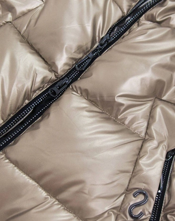 TRAPEZOWA ZIMOWA KURTKA DAMSKA ZŁOTA (B9559-101)