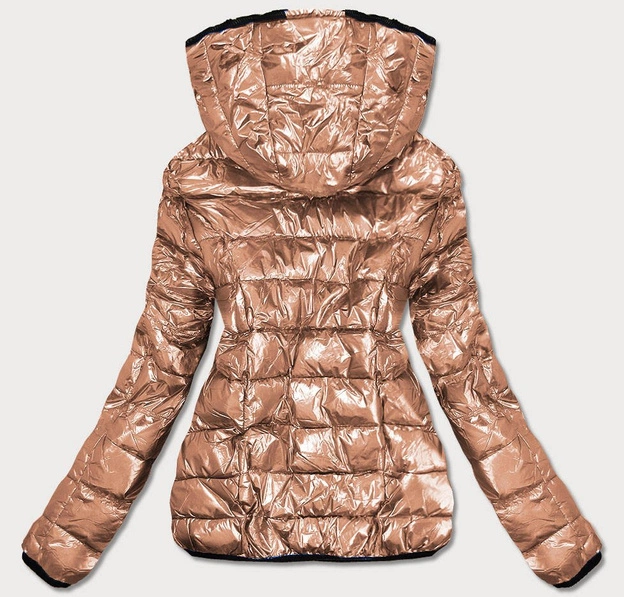 KRÓTKA BŁYSZCZĄCA DWUSTRONNA KURTKA DAMSKA ZŁOTA (B9542)