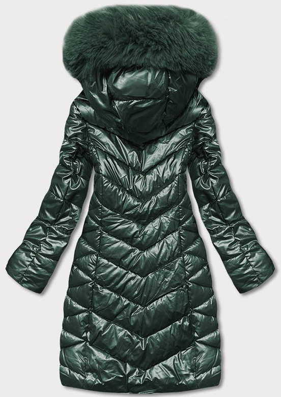 Zimowa kurtka damska z kapturem zielona (TY037-38)
