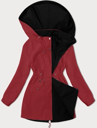 Cienka parka dwustronna damska czerwono-czarna (16M9081-270)
