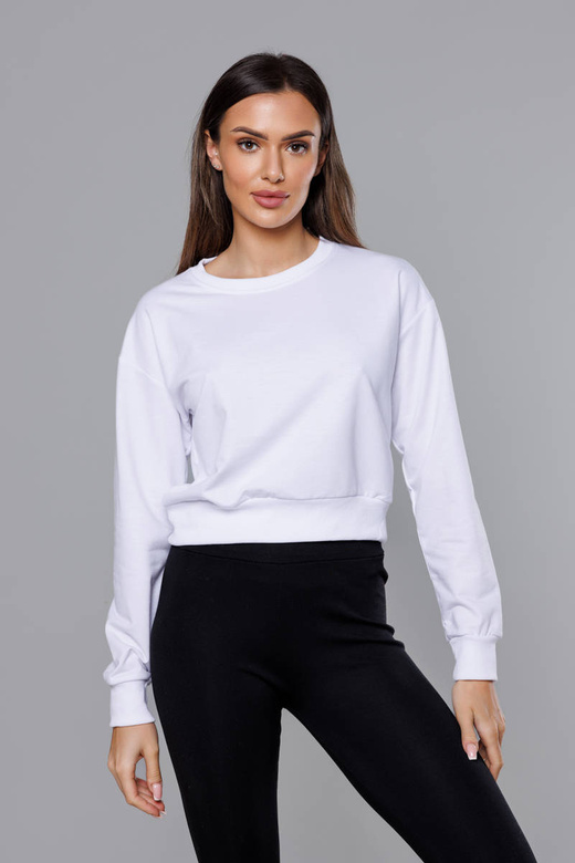 Cienka krótka bluza dresowa damska biała (8B938-1)