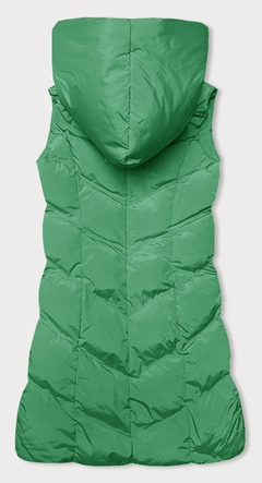 Kamizelka damska ze stójką i kapturem zielona (23-011)