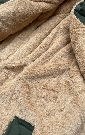 Ciepła kurtka zimowa damska zielono-beżowa (w559)