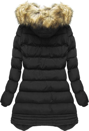 PIKOWANA KURTKA Z KAPTUREM CZARNA (W810)