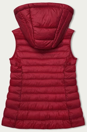 Pikowany bezrękawnik z kapturem damski czerwony (16M9139-270)