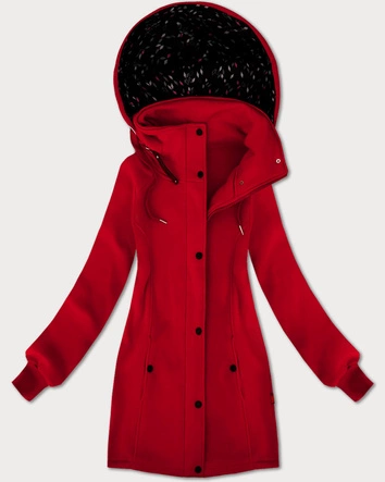 Bluza damska z kapturem i stójką LHD czerwona (AMG-171)