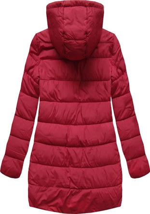 PIKOWANA DAMSKA KURTKA Z KAPTUREM CZERWONA (B2642)