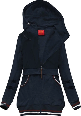 BLUZA Z ŁĄCZONYCH MATERIAŁÓW GRANATOWA (425)