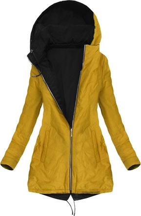 DWUSTRONNA PARKA Z KAPTUREM CZARNO-ŻÓŁTA (W304BIG)
