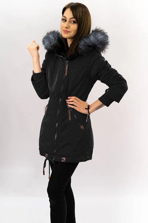 Wodoodporna parka damska czarno-szara (m-923)